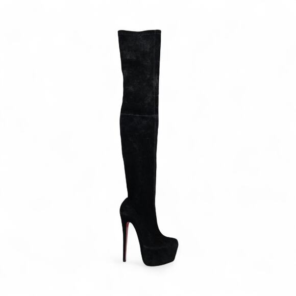 Christian Louboutin Gazolina Over the Knee Platform Suede Boots EU 37 US 7 - Picture 3 of 11